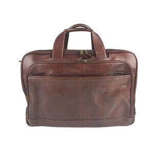 Hartmann Unisex Brown Leather Pockets Double Handles Compartment Laptop Bag